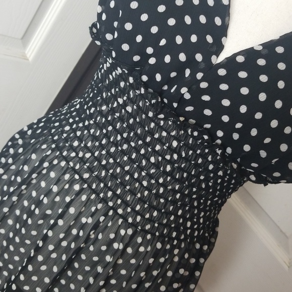Bebe Sheer Polka Dot Babydoll Top - Sz S - Picture 3 of 4